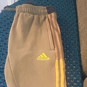 Adidas Men’s Tactical Fleece Joggers Olive Green/Yellow Knee Patch Ankle Zip M